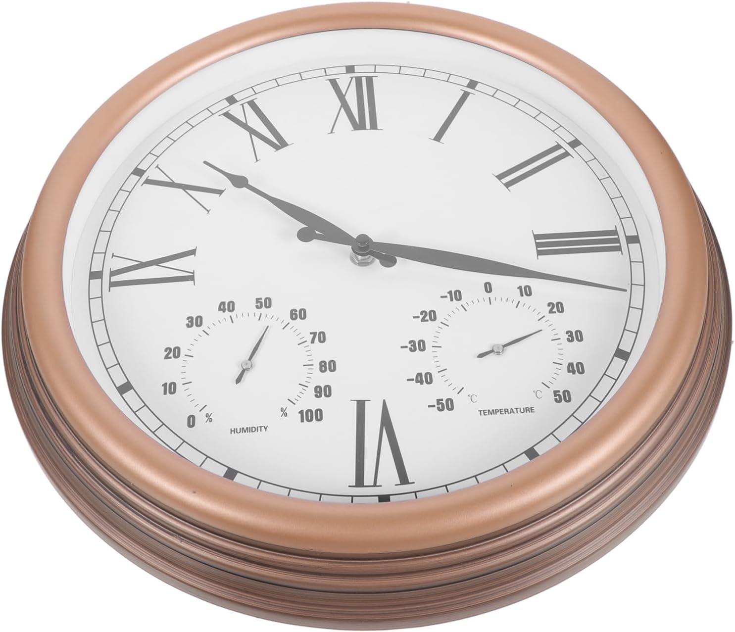 OUNONA Garden Patio Outdoor Wall Clock Thermometer Hygrometer Sturdy Weatherproof