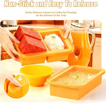 Soup Freezer Containers, Silicone Freezer Trays With Lid,Easy-Release,Reusable Freezer Storage Containers,For Freezing And Storing Broths,Sauces And Leftovers-2 Pack
