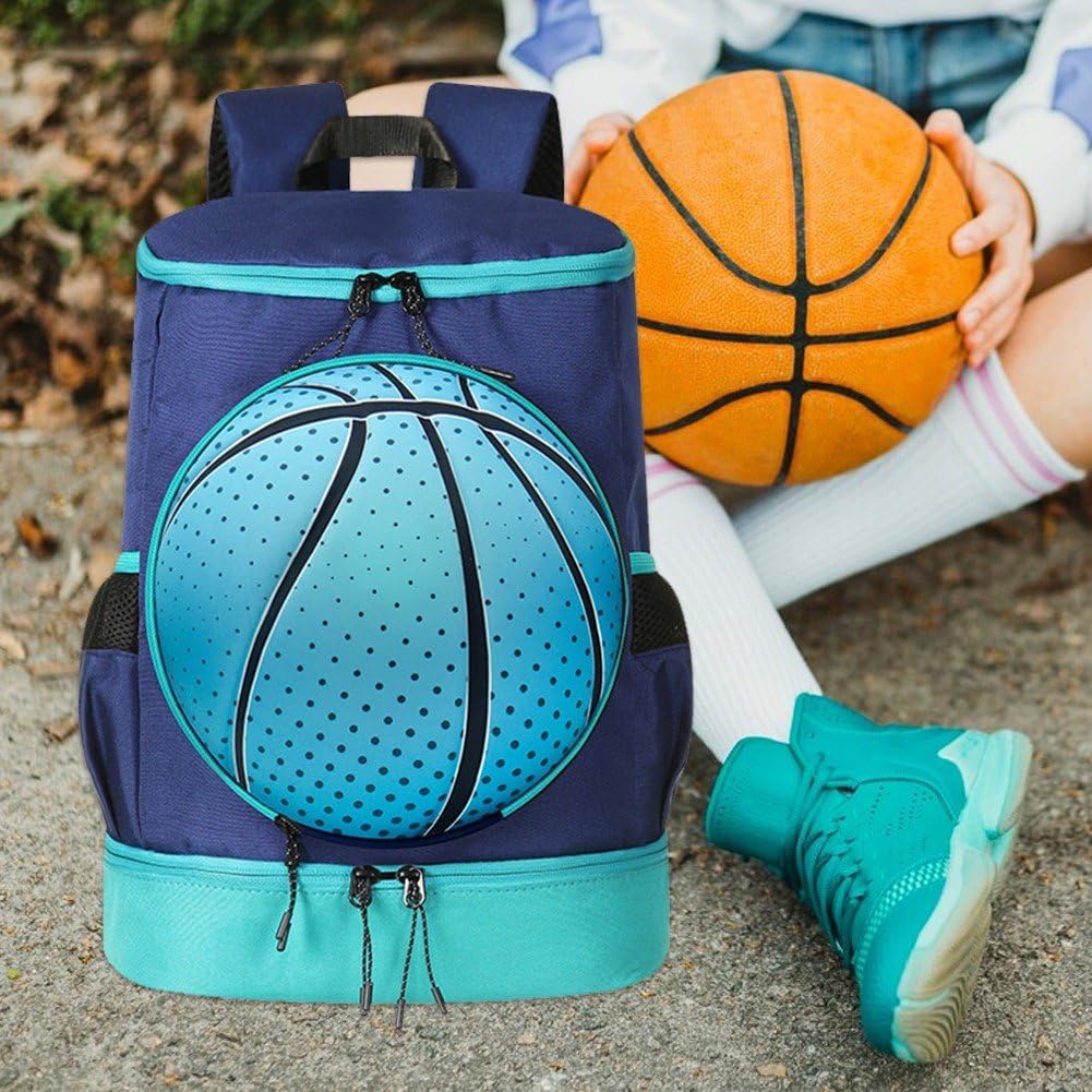 Sac à Dos de Basket-Ball pour Enfants, Grand Sac de Sport avec Compartiment pour Ballon et Chaussures, idéal pour Le Basket-Ball, Le Football, Le Volley-Ball, la Natation