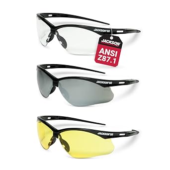 Jackson Safety 3-Pack SG Safety Glasses for Men & Women - ANSI Z87.1
