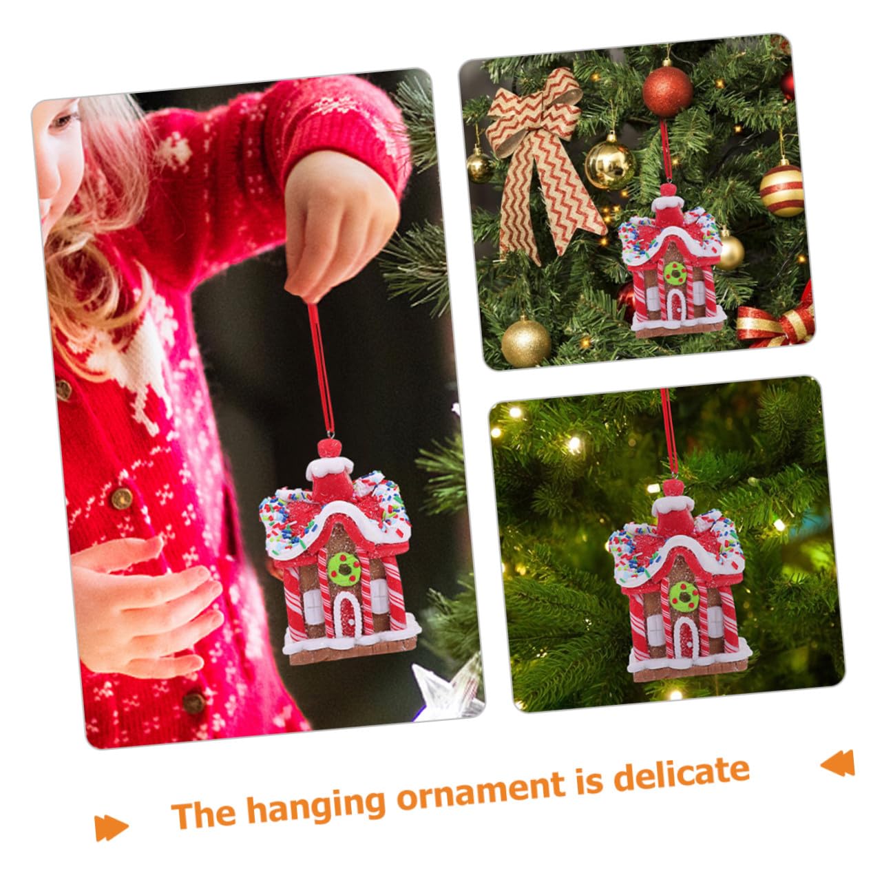 TOYANDONA Decorazioni Natalizie a Forma di Casetta di Pan di Natale da Appendere Set 4 Pezzi di Ornamenti Sospesi per Albero di Natale Decorazione Fai da Te per Feste e Regalo per