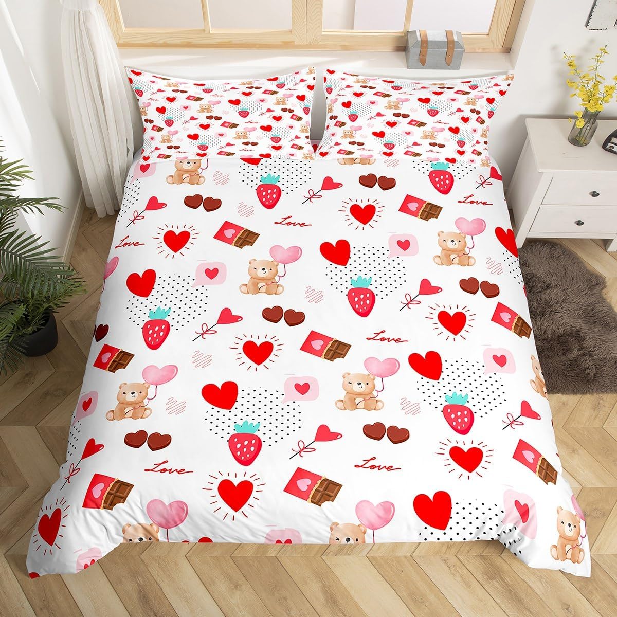 jejeloiu Bear Bedding Set Twin Size Kids Cute Animals