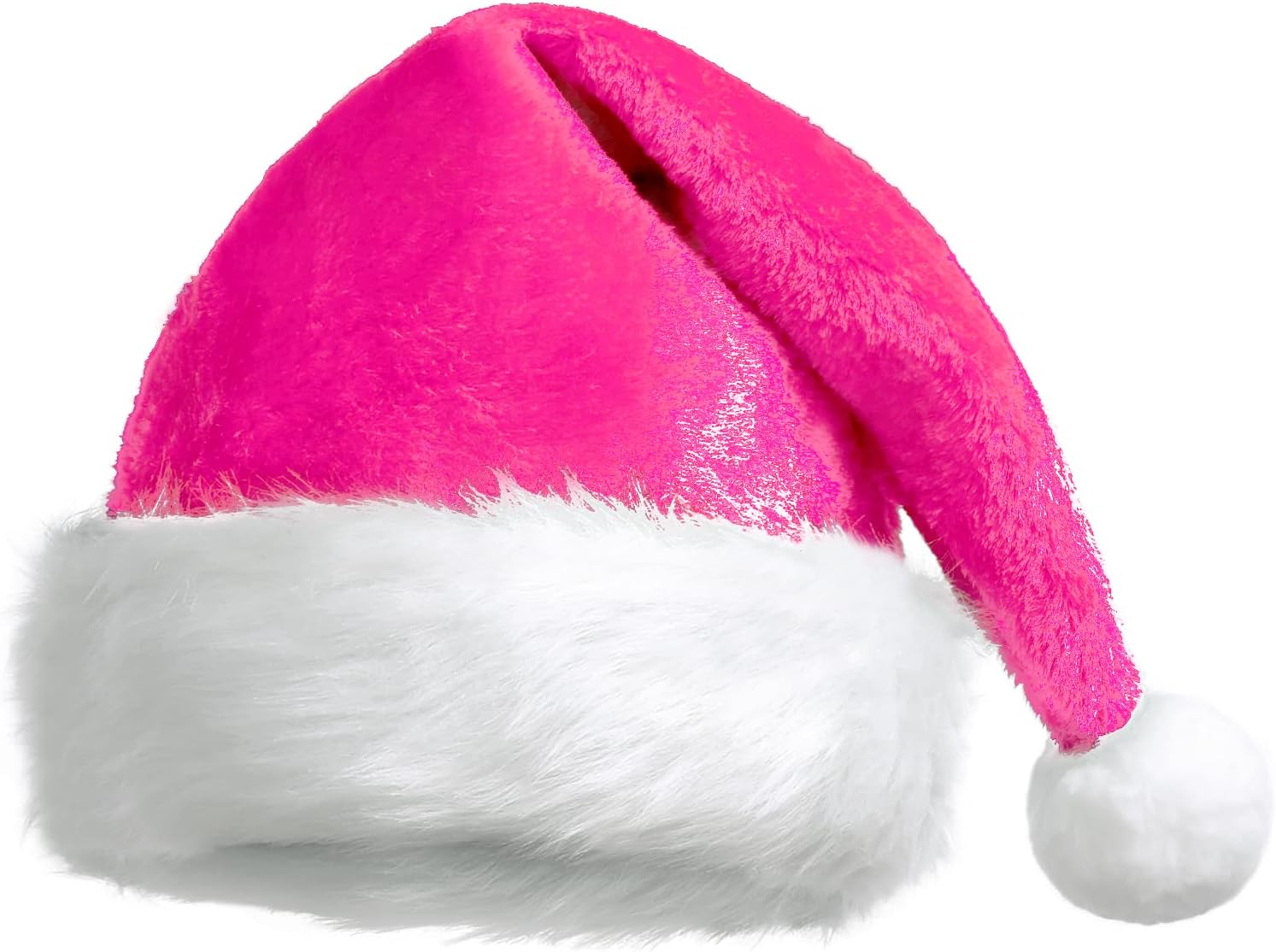 Queenmore Adult's Christmas Santa Claus Hat, Plush Santa Cap, Velvet Headwear, Lined and Fabric-Shedding Resistant