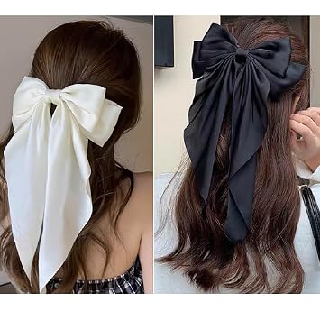 Hair Bows for Women Girls 8 PCS Hair Ribbon Bow Hair Clips with Long Tails Vintage Hair Accessories for Women