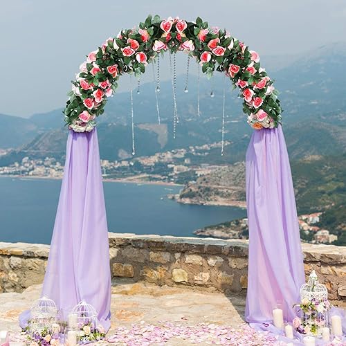 Miniatura 5 de Guirnalda de vid de rosas falsas de 16 pies, plantas artificiales para colgar, hiedra rosa, hogar, hotel, oficina, boda, fiesta, decoración de