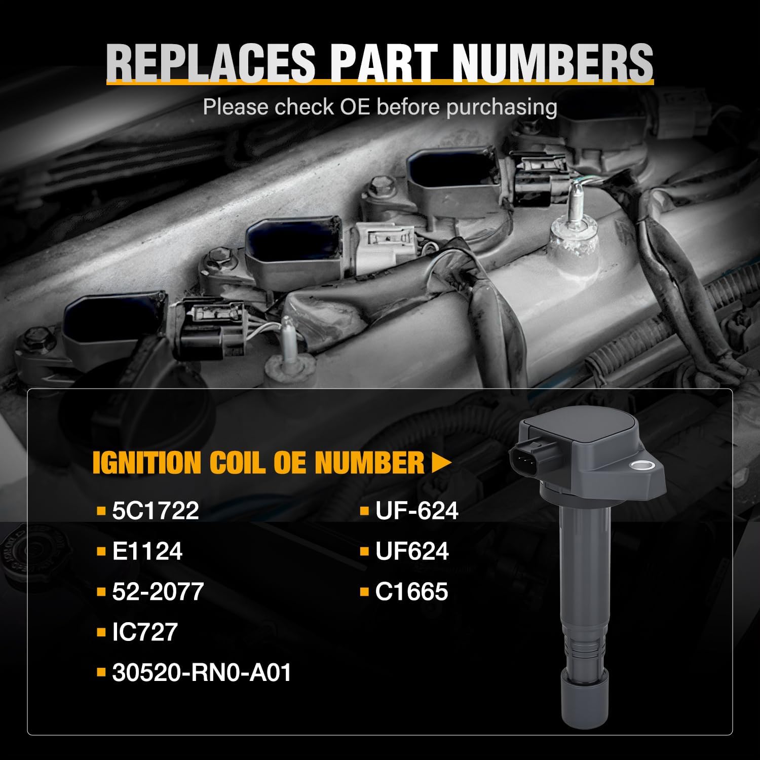 List of OE part numbers replaced by Nilight Ignition Coil Pack UF624.