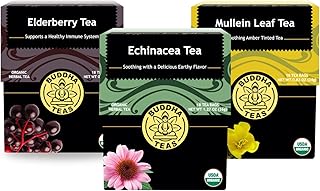 Buddha Teas Immunity Multipack: Echinacea Tea, Elderberry Tea, and Mullein Leaf Tea (Pack of 3)
