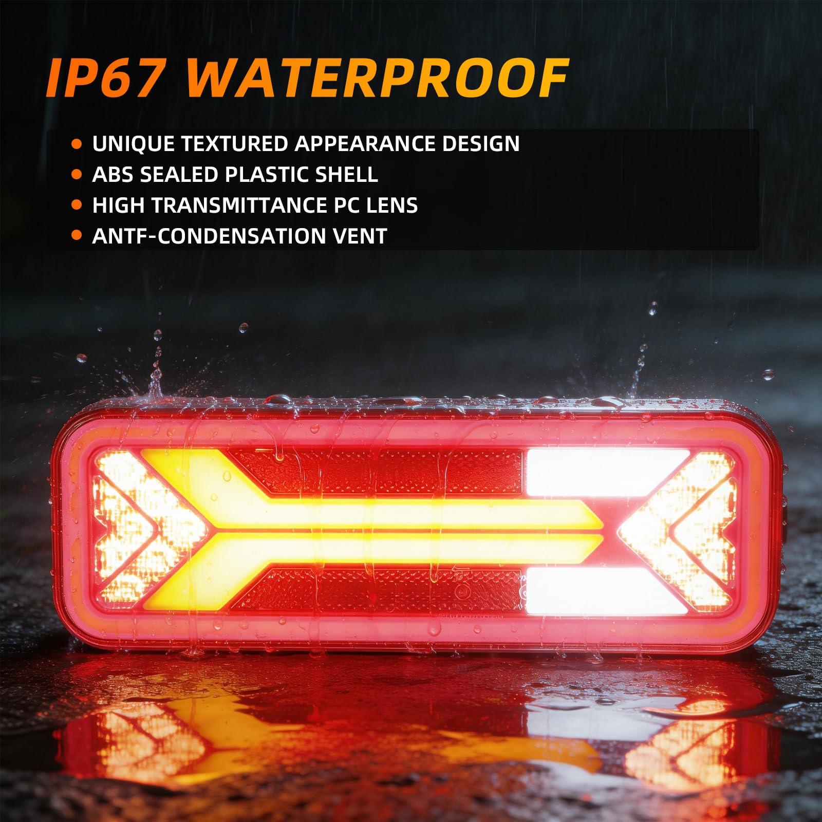 2 Stück LED Anhänger Rückleuchten Satz, 12V 24V IP67 Wasserdicht Rücklichter Heckleuchte mit Brems, Blinker, Standpunkt, Rückfah, Nebel für LKW, Wohnwagen, Van, Traktor