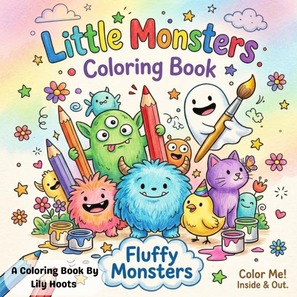 Fluffy Monsters: Bold and Easy Coloring Book with Fluffy Characters for Kids, Teens, and Stress Relief