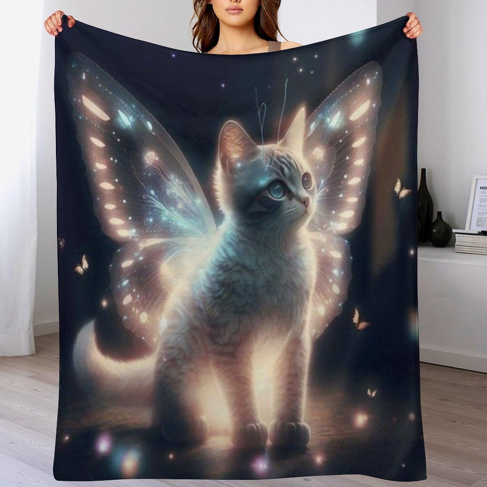 Plaid polaire chat doux pour jete de canape cocooning et nuits douillettes en voyage ou au lit