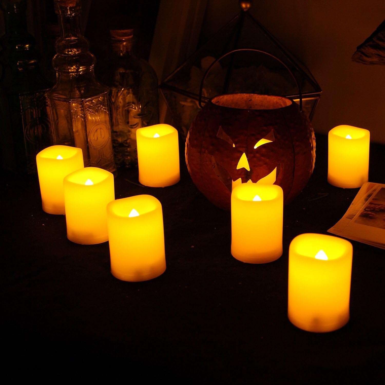 CANDLE CHOICE Battery Operated Flameless Votive Candles Realistic Flickering Fake Electric LED Tea Lights Set Bulk Wedding Party Halloween Christmas Decorations Table Centerpieces Batteries Incl 24PCS