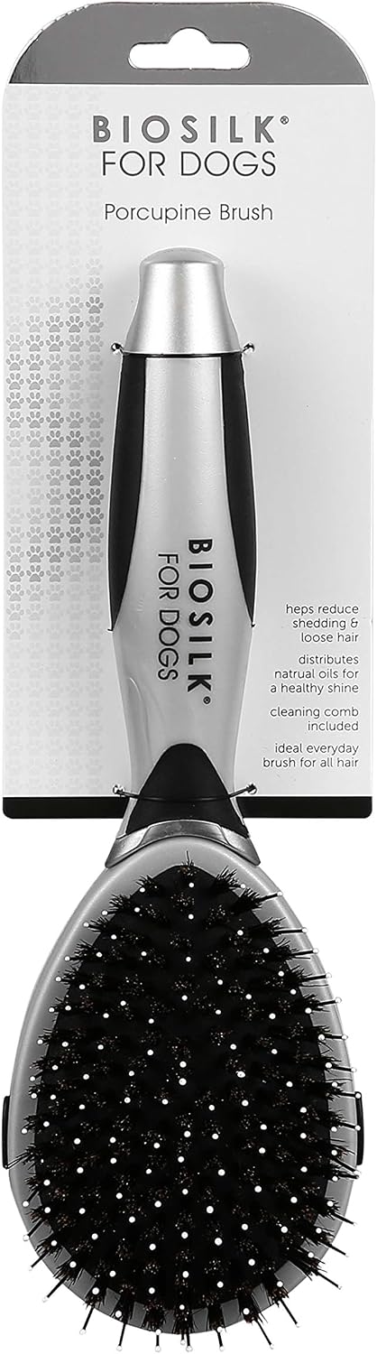 BioSilk for Pets BioSilk for Dogs Porcupine Brush | Dog Pin Brush With Built-In Comb Bristles Removes Mats, Tangles & Loose Hair |…