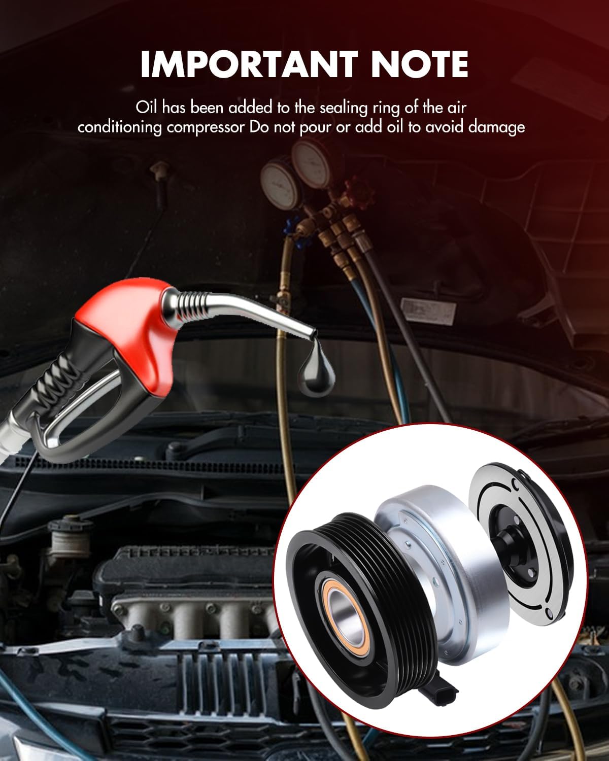 AC Compressor with Clutch Fits for INFINITI for QX60 for JX35 3.5L 2013-2015 for Nissan for Maxima for Murano for Pathfinder for Quest 3.5L, CO11319C, 6512742