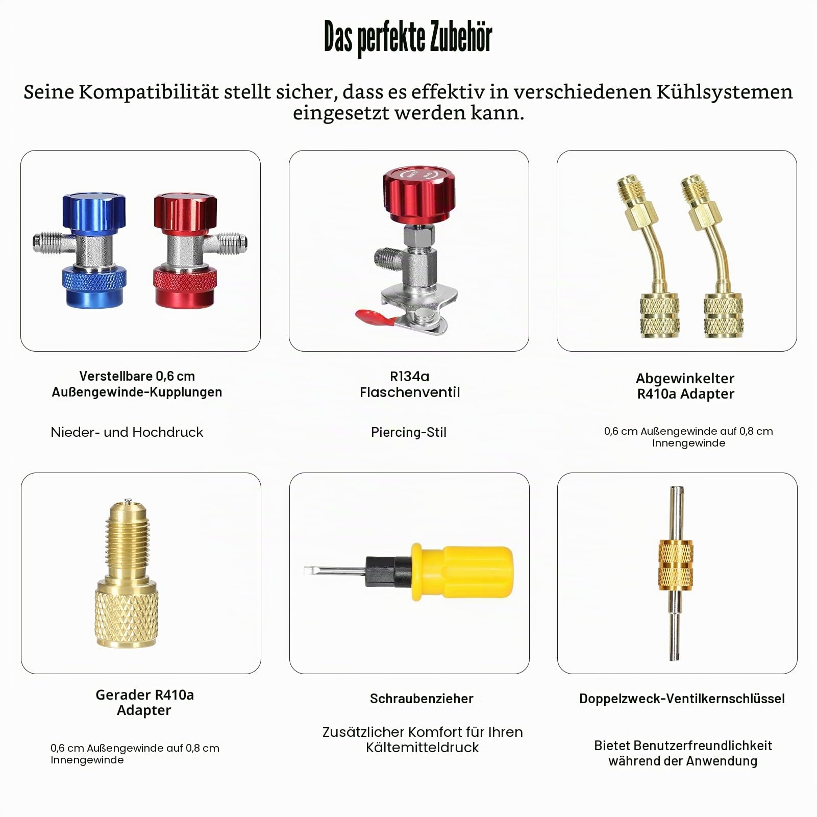 Weytoll Manometer-Set 4-Wege-Doppelventil 1,5 m Schlauch Messing-Schnellkupplungen für Klimaanlagen R22 R134a R410a