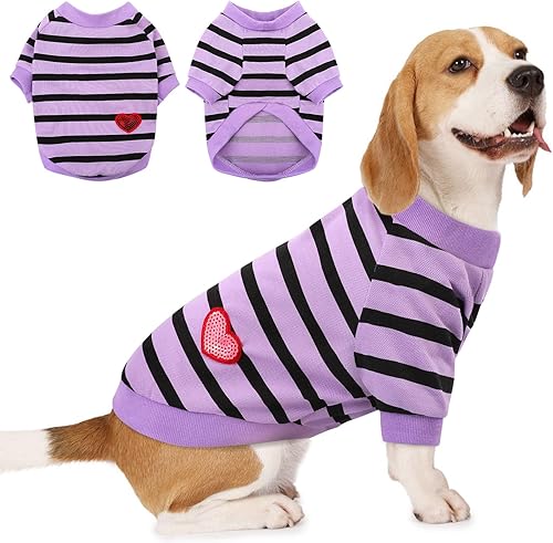 Miniatura 34 de Camiseta a rayas para perros y gatos, chaleco de algodón para primavera, verano, para mascotas, adecuada para mascotas pequeñas y medianas