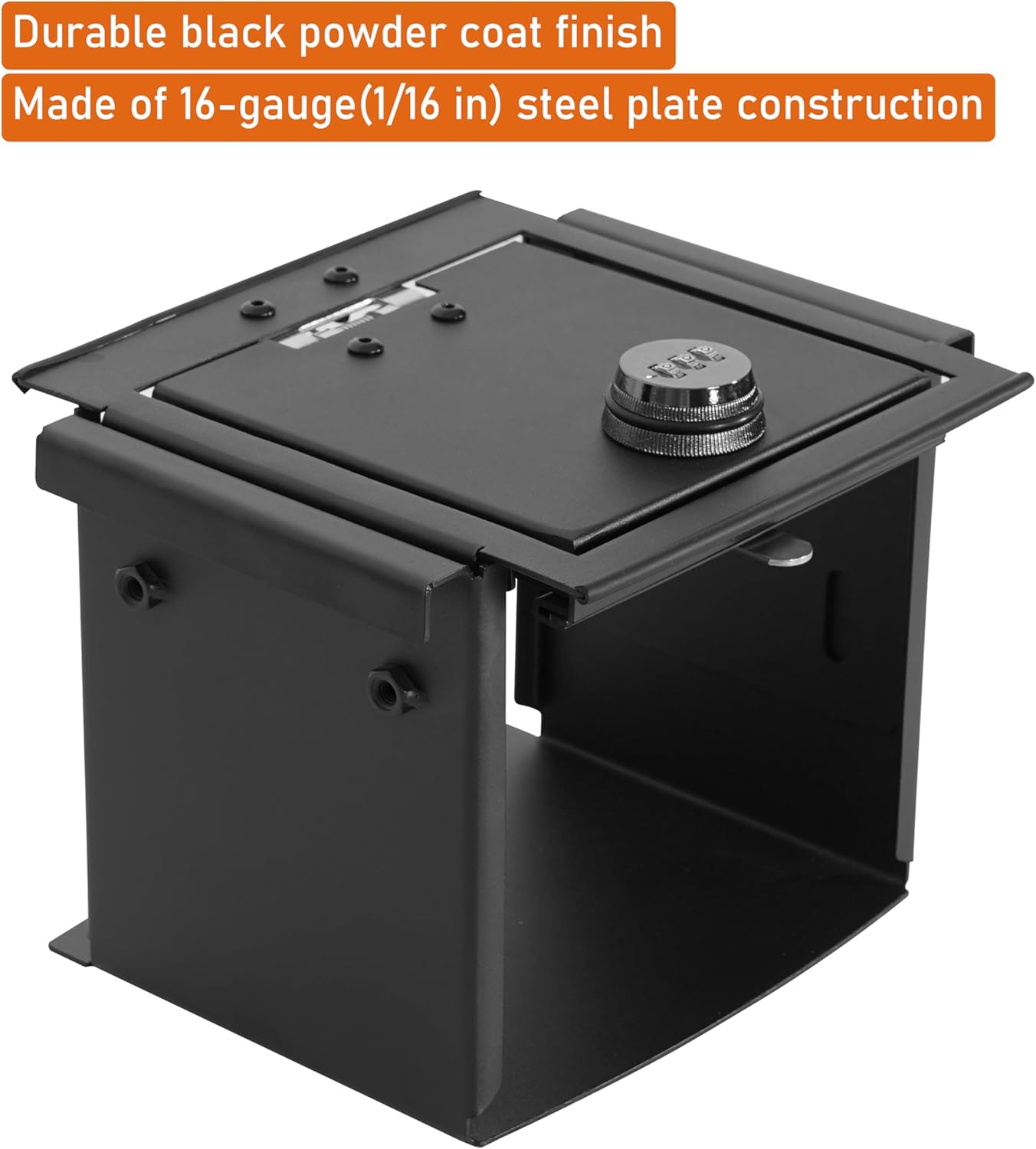 Hooke Road Bronco Center Console Safe Lockbox Insert Armrest Storage Organizer for 2021-2024 Ford Bronco(Excluding Sport), Heavy Duty Black Steel Password Lock Box