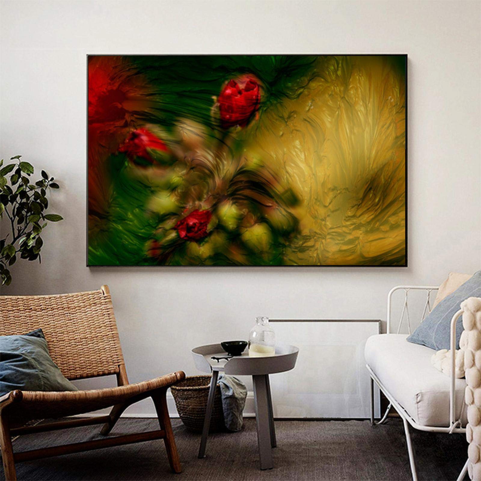Peinture rouge rose plante affiche pour masquer les murs vides 30x50