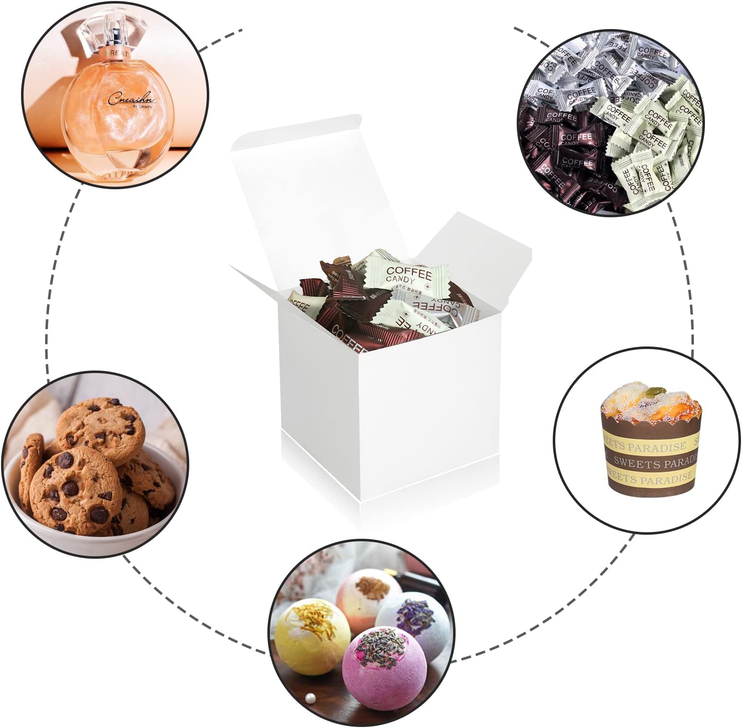 100 Pack Small Gift Boxes, 3x3x3 In White Paper Gift Box with Lids image 5