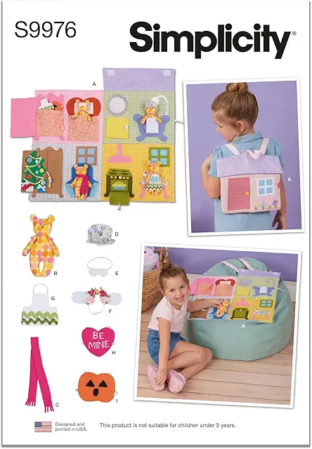 Doll House Backpack Sewing Pattern with Bear - SS9976OS