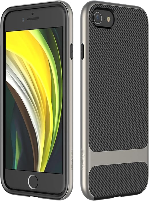 Amazon Com Jetech Slim Fit Case For Iphone Se 2nd Generation Iphone 8 And Iphone 7 2 Layer Protective Cover Thin Carbon Fiber Grey Cell Phones Accessories