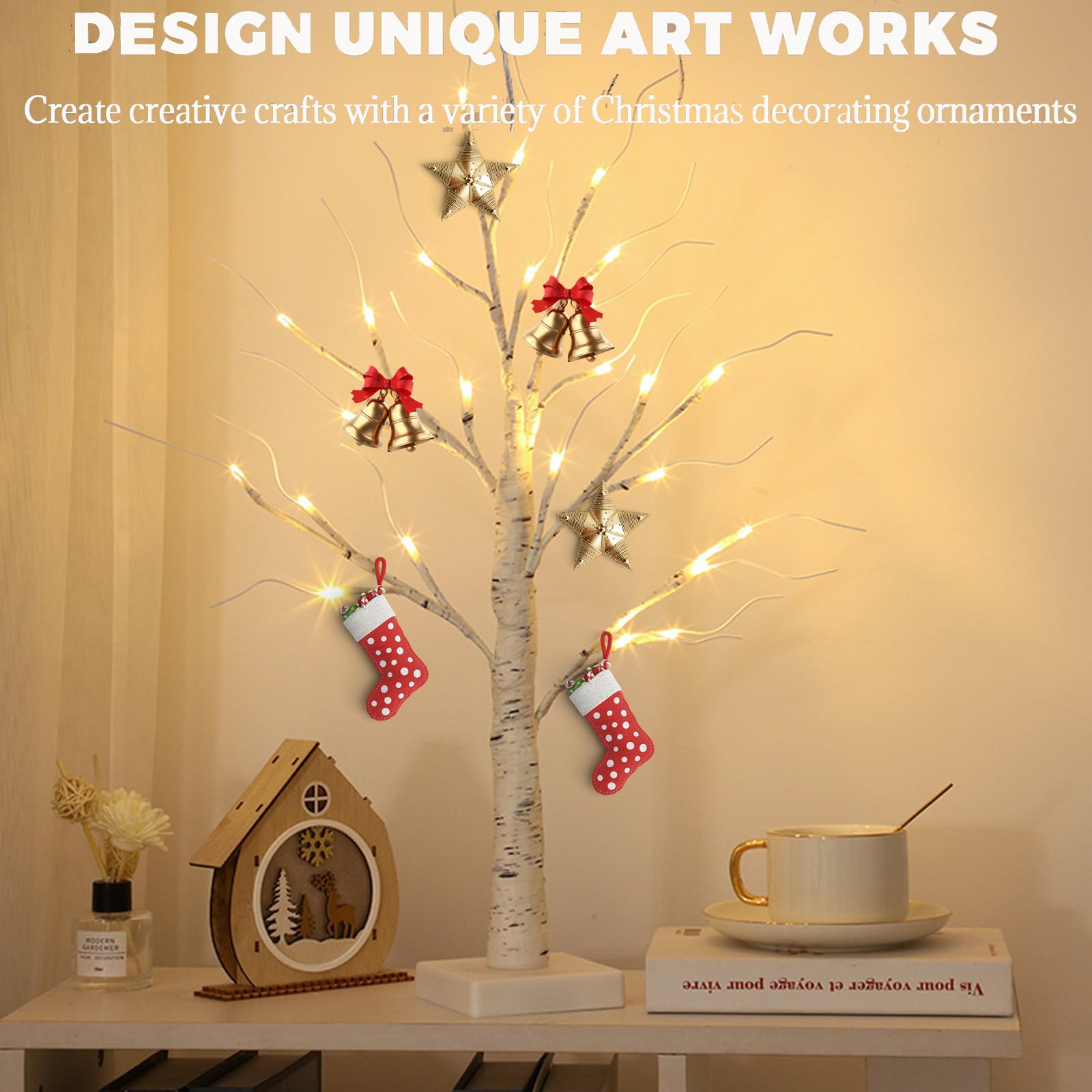 Albero Di Luci LED Con Farfalle – 24 LED Bianco Caldo, Rami Pieghevoli, Decorazione Da Interno – Alimentazione USB O Batteria