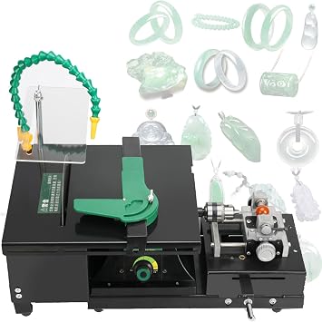 Mini Table Saw for Rock Grinding, Multifunctional Bench Grinder, 800-12000 RPM, Jewelry Making, Rock Cutting, and Polishing Lapidary Saw