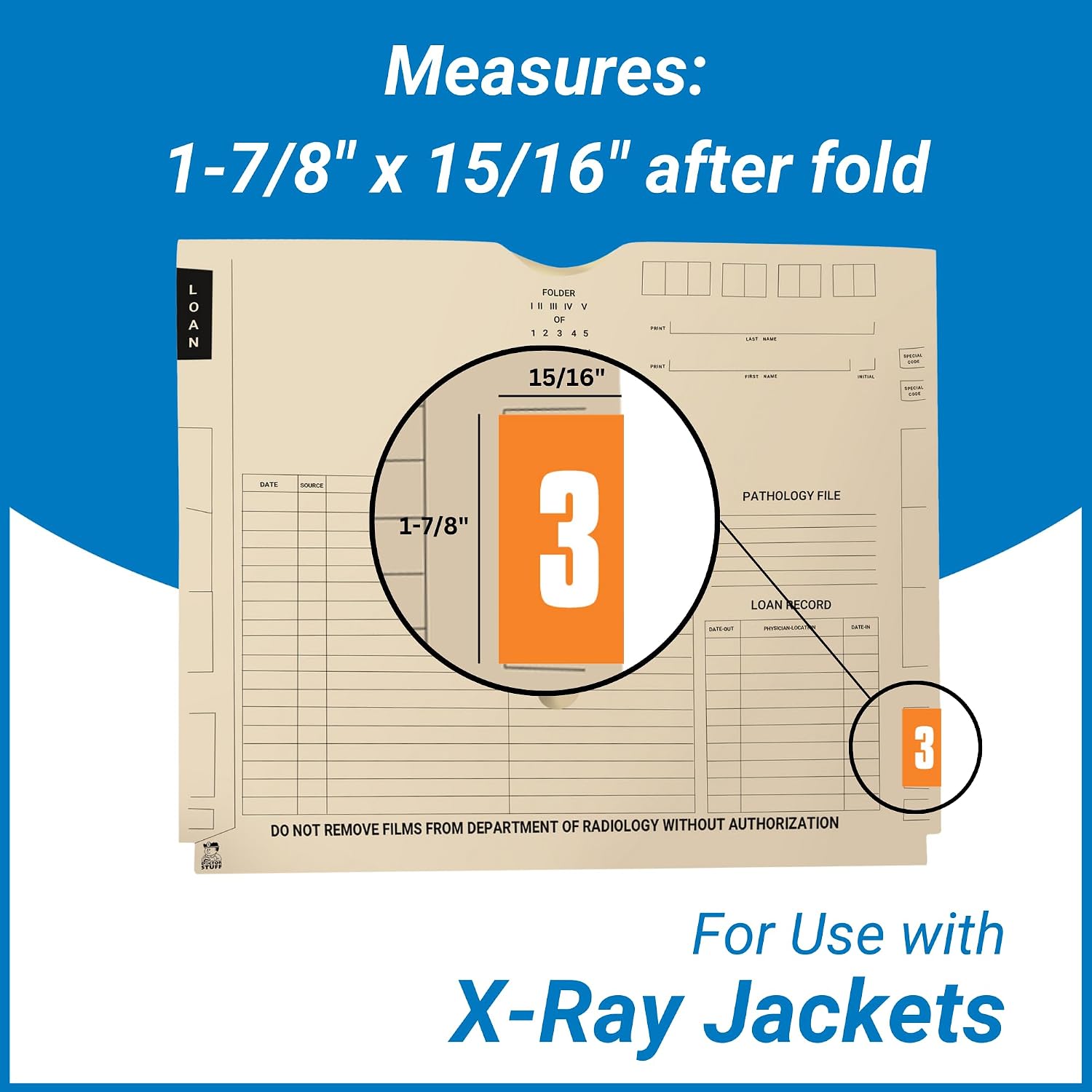 Doctor Stuff - File Folder Labels, Number 3, AMES L-A-00178RL Match - AMNP Series Chart Stickers, Orange, 1-7/8" x 1-7/8", #3, 1000/Roll