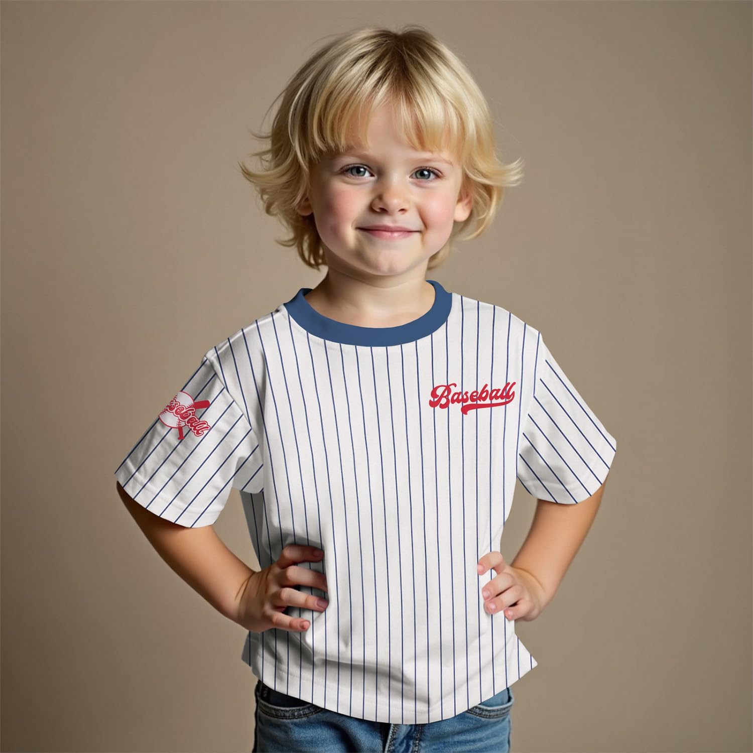 SOFEON Baseball Shirts for Toddler Boys Stripe Baseball Graphic Letter T-Shirt Funny Game Day Short Sleeve Summer Tees Tops - Image 3