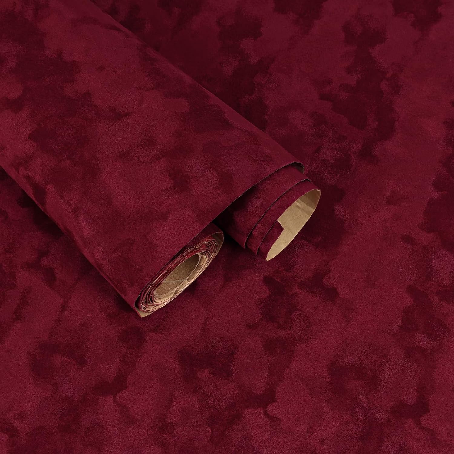 Burgundy Velvet Flocking Liner for Jewelry Drawer Self Adhesive Red Velvet Fabric Contact Paper Peel and Stick Soft Felt Drawer Liners for Bedroom Dresser Cabinets Art Crafts 15.7"x118"