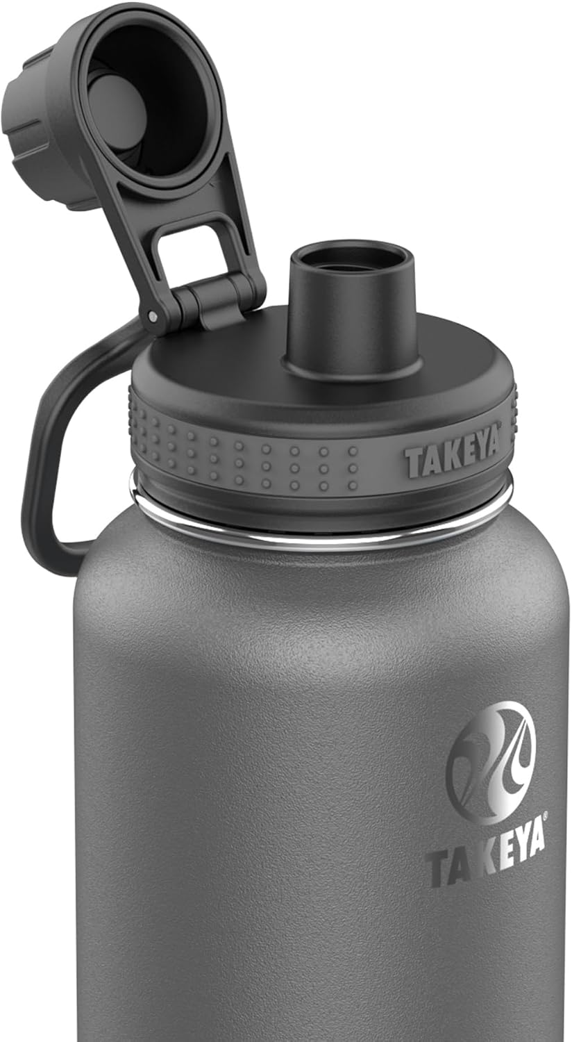 Takeya Originals 32 oz Vacuum Insulated Stainless Steel Water Bottle - Leakproof & BPA-Free Spout Lid - Keeps Drinks Cold 24 Hrs/Hot 12 Hrs - Double-Wall Design - Ideal for Active Lifestyles, Graphite - Image 2