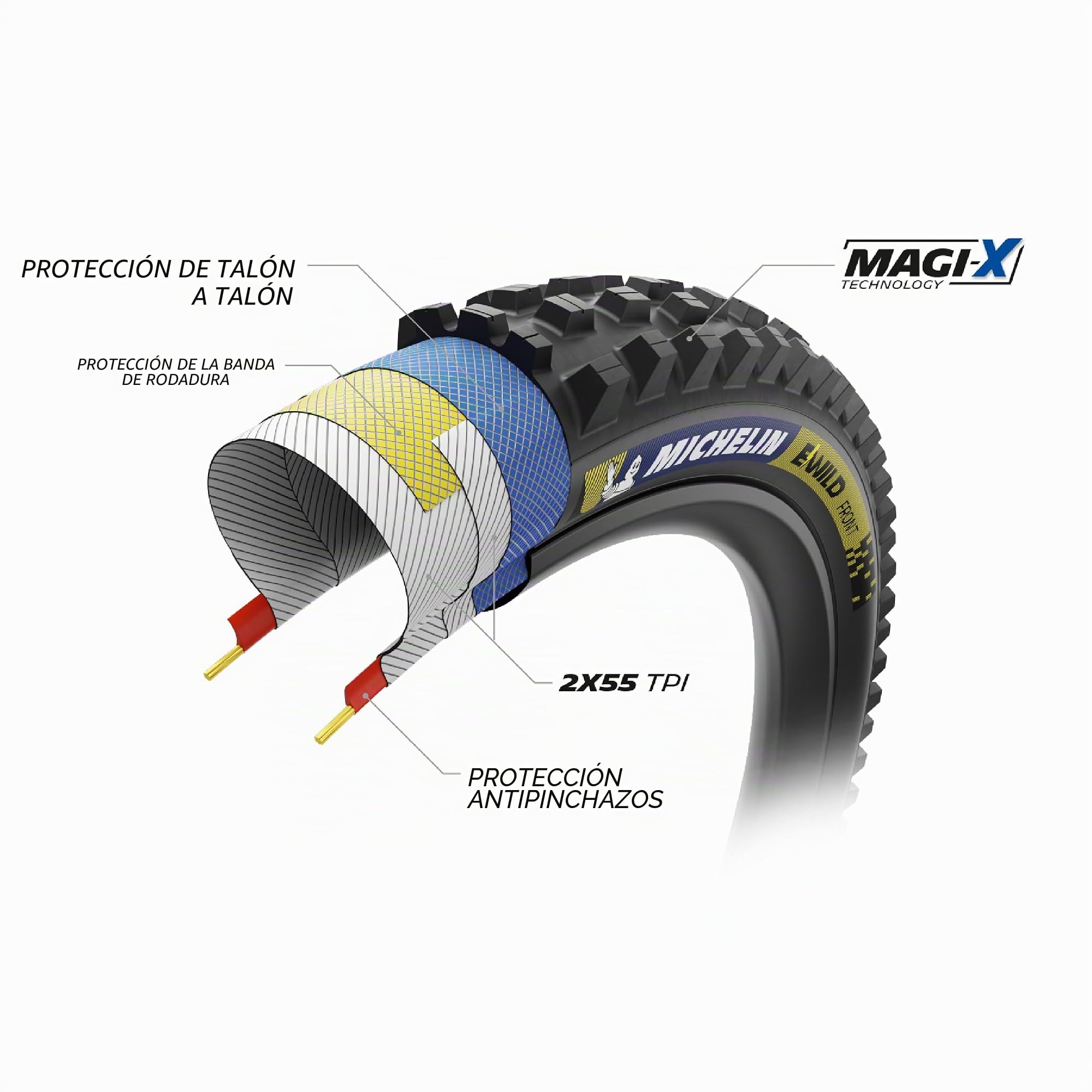 MICHELIN Neumático E-Wild 29" X 2.6" Front Racing Line TS TLR, Unisex, Negro, 29" X 2.60"