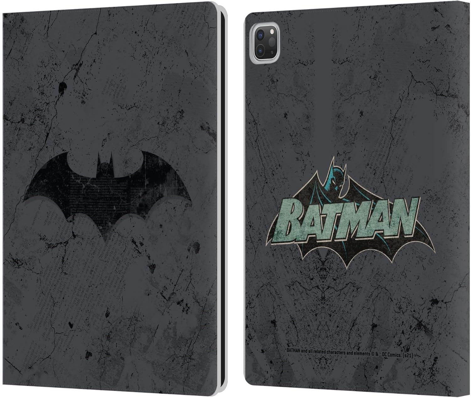 Head Case Designs Officially Licensed Batman DC Comics Logo Distressed Hush Leather Wallet Case Compatible with Apple iPad Pro 13 M4 2024