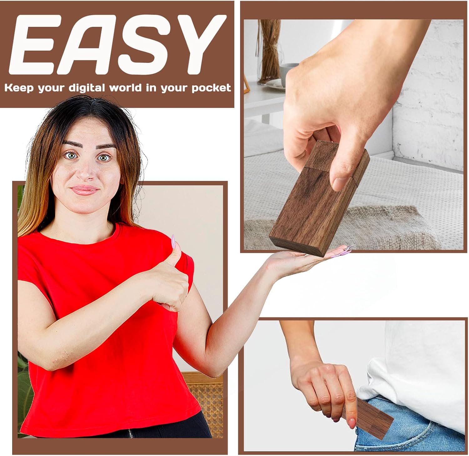 32GB Wood Flash Drive 3.0 5 Pack, FEWINA Rectangle Walnut Wooden Thumb Drive 32 GB USB Stick Gig Stick USB3.0 Memory Stick Jump Drive for Backup Picturs/Videos Ideal Gift (5PCS / Walnut)