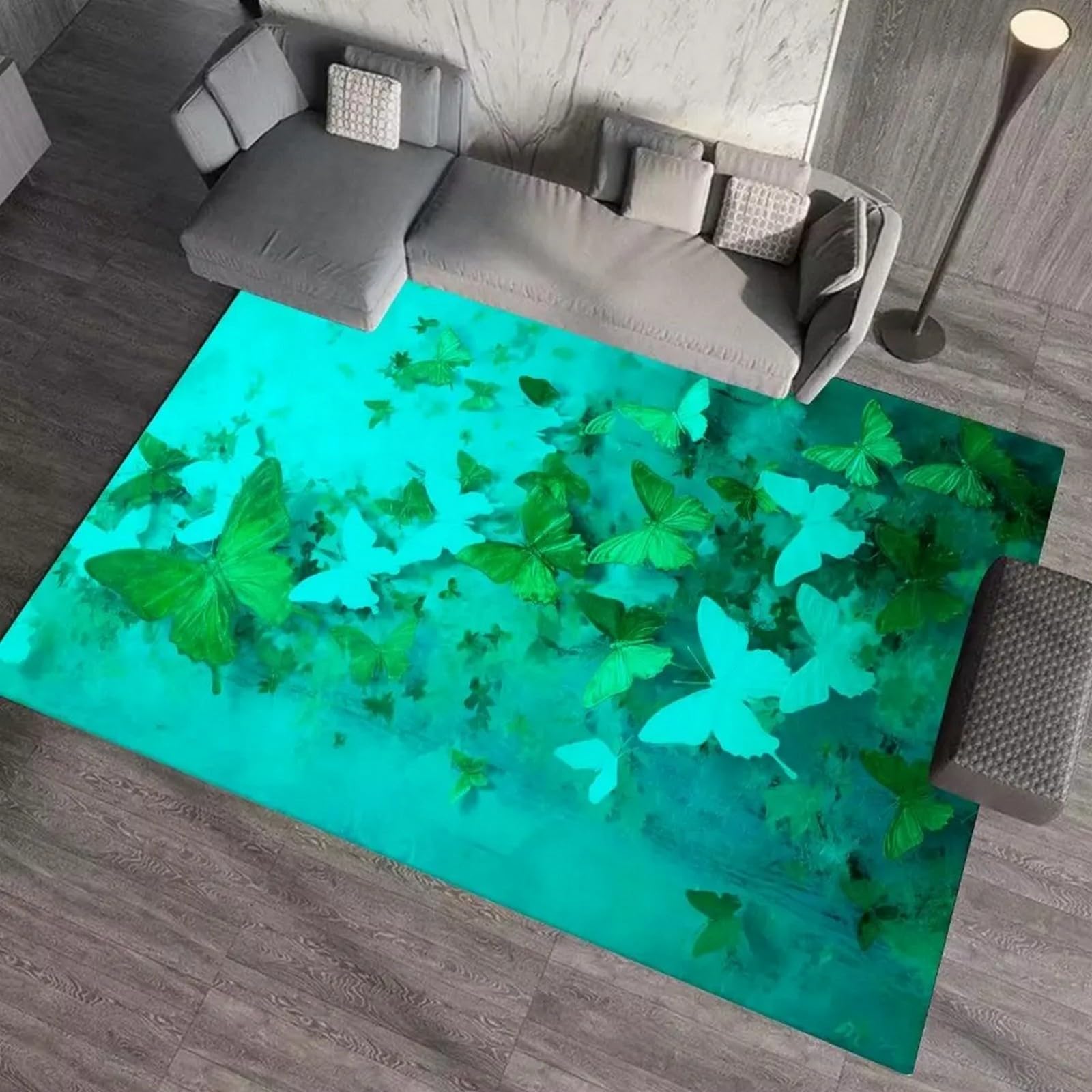 Tapis salon doux au toucher fini les sols froids avec le tapis papillon 3D
