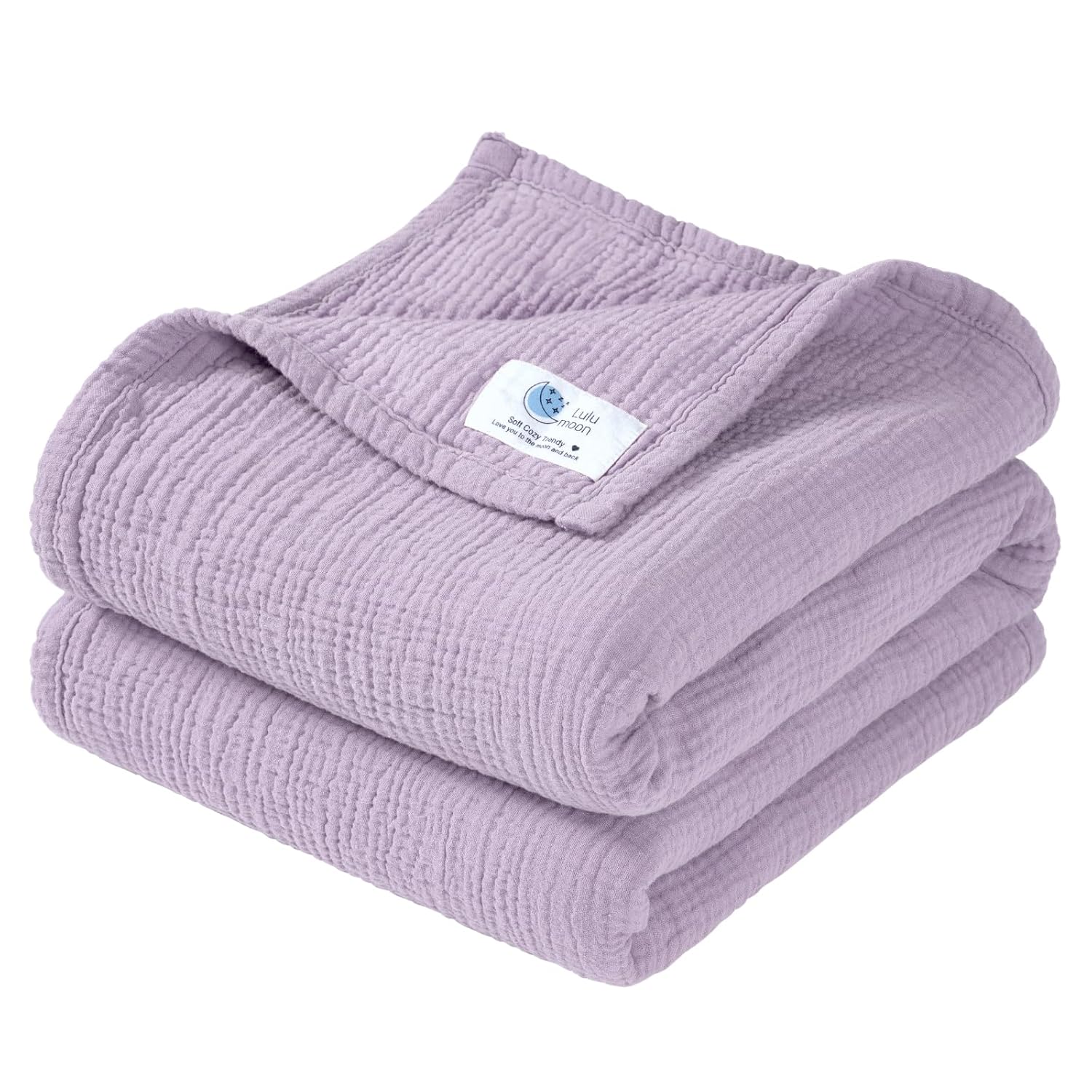 lulumoon Muslin Quilt Blanket, Crib Blanket for Baby and Toddler,47x47 Inches(Purple)