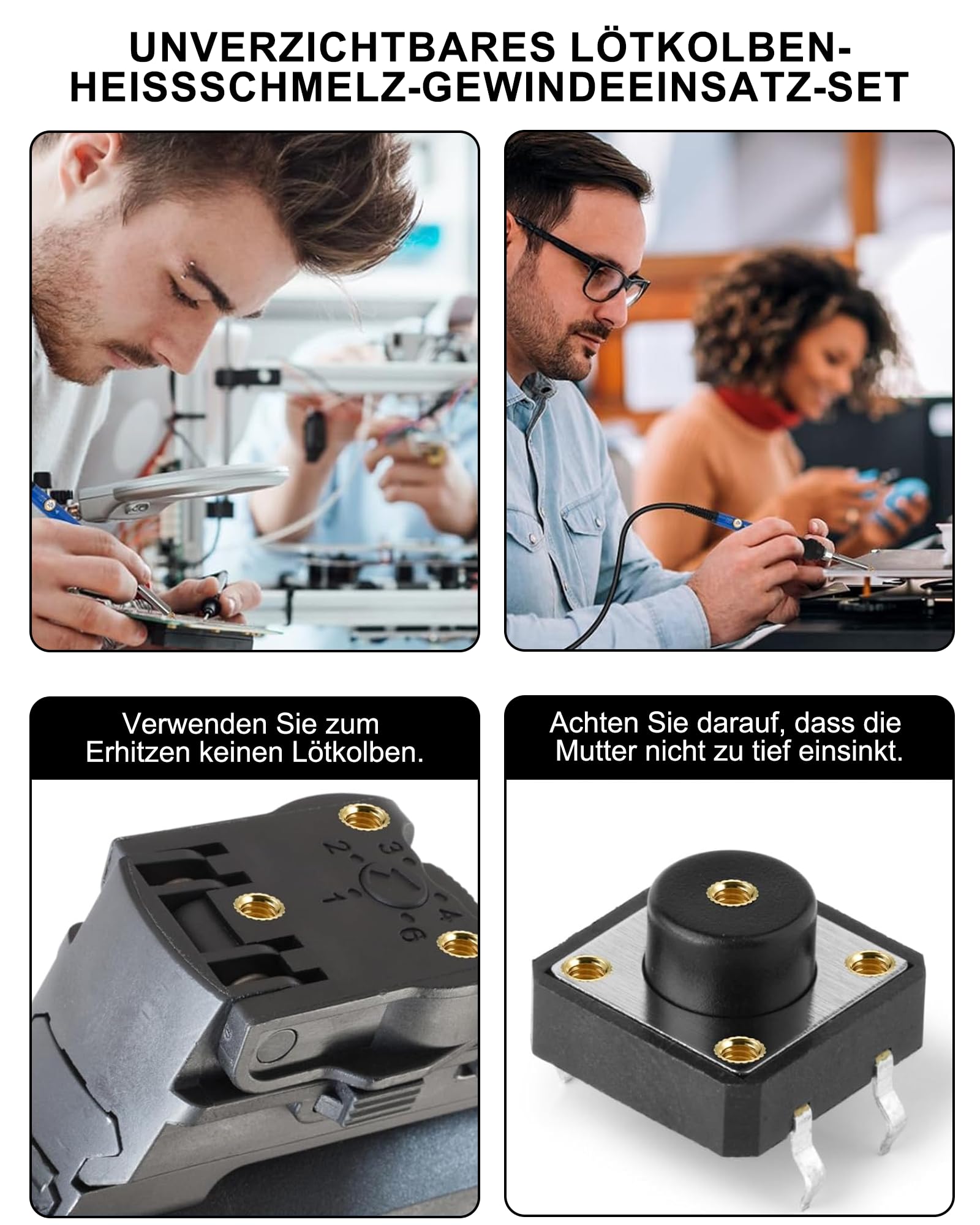 139tlg Gewindeeinsätze Lötspitzen Set: 80W Lötkolben mit LCD Temperaturregelung, Gewindeeinsatz Sortiment M2 M3 M4 M5 M6 M8, Einschmelzgewinde für 3D Druck, Kunststoff Gewindeeinsätze Kit