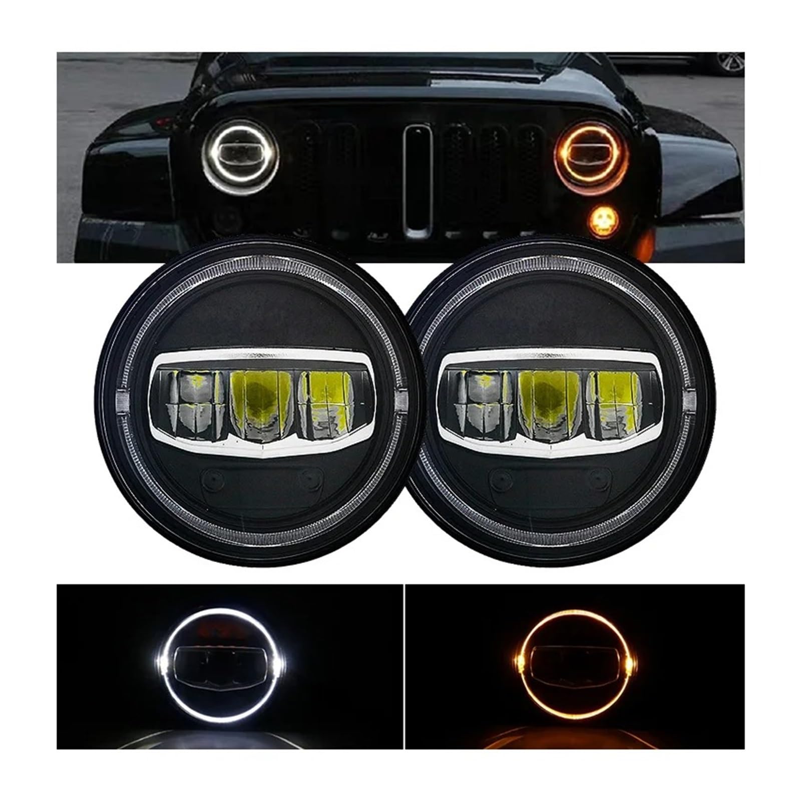 Faretti Moto Faro Principale Per Auto Moto Da 7 "per Fari Pollici Angel Eyes Per Suzuki Per Samurai