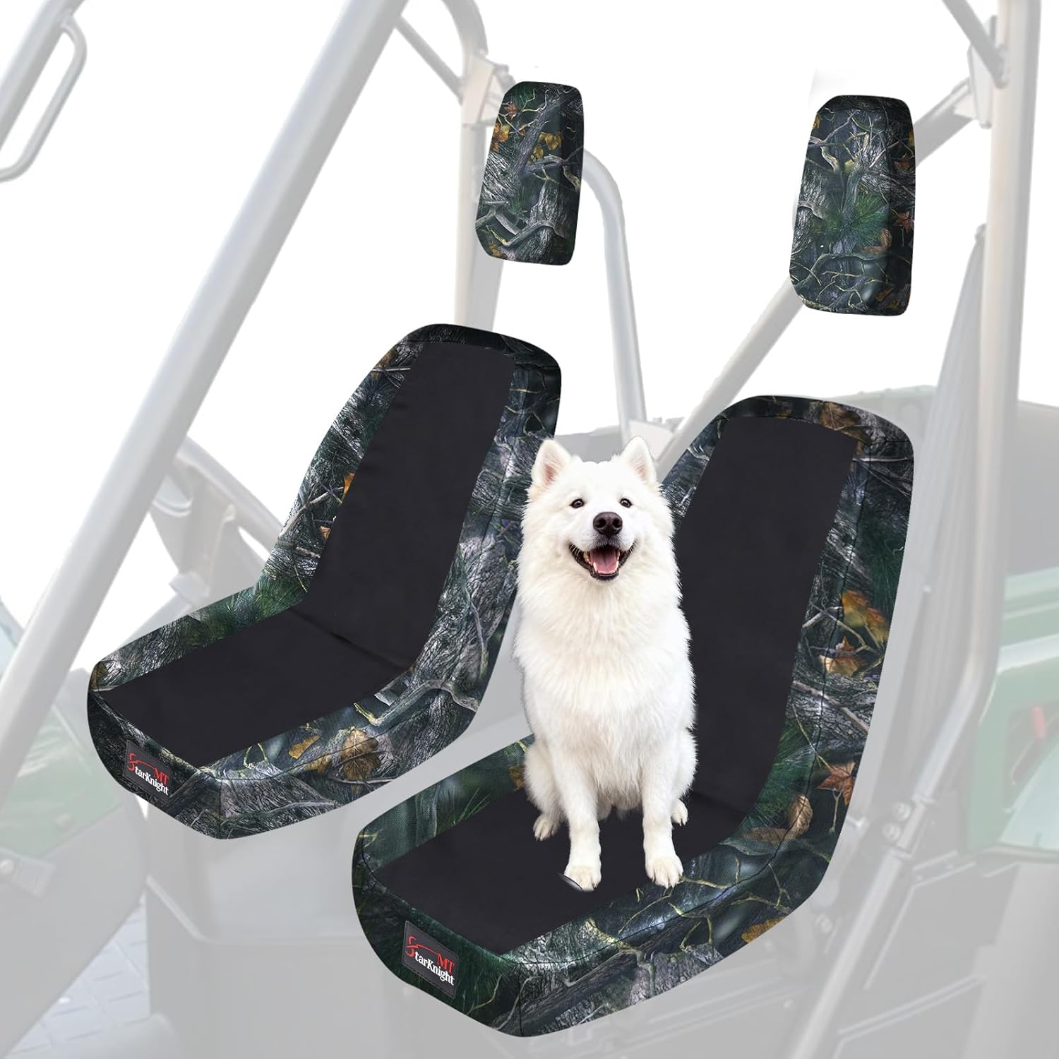 StarknightMT UTV Neoprene Rhino Seat Covers Compatible with Rhino 700 660 450 2004-2021 Rhino Seat Replacement 1680D Camouflage Spell Black Water-Resistant Durable for Dogs & Cats Parts Accessories