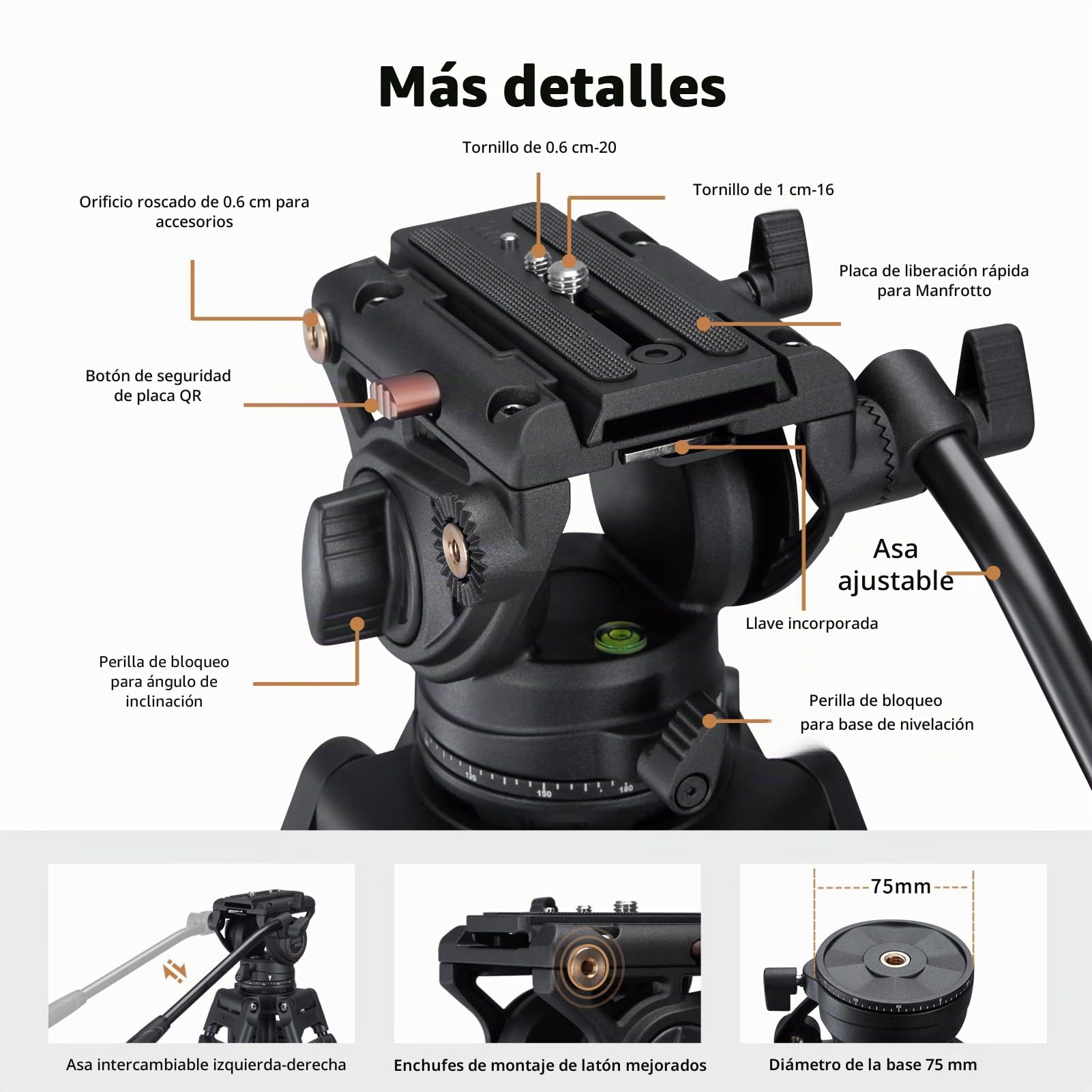 Cayer Sistema de trípode de Video, 72 Pulgadas BV30L-Camcorder Sistema de trípode Pierna de Aluminio, K3 Fluid Head, Carga máxima 13.2 LB, DSLR Shooting, Plus 1 Bonus Quick Release Plate