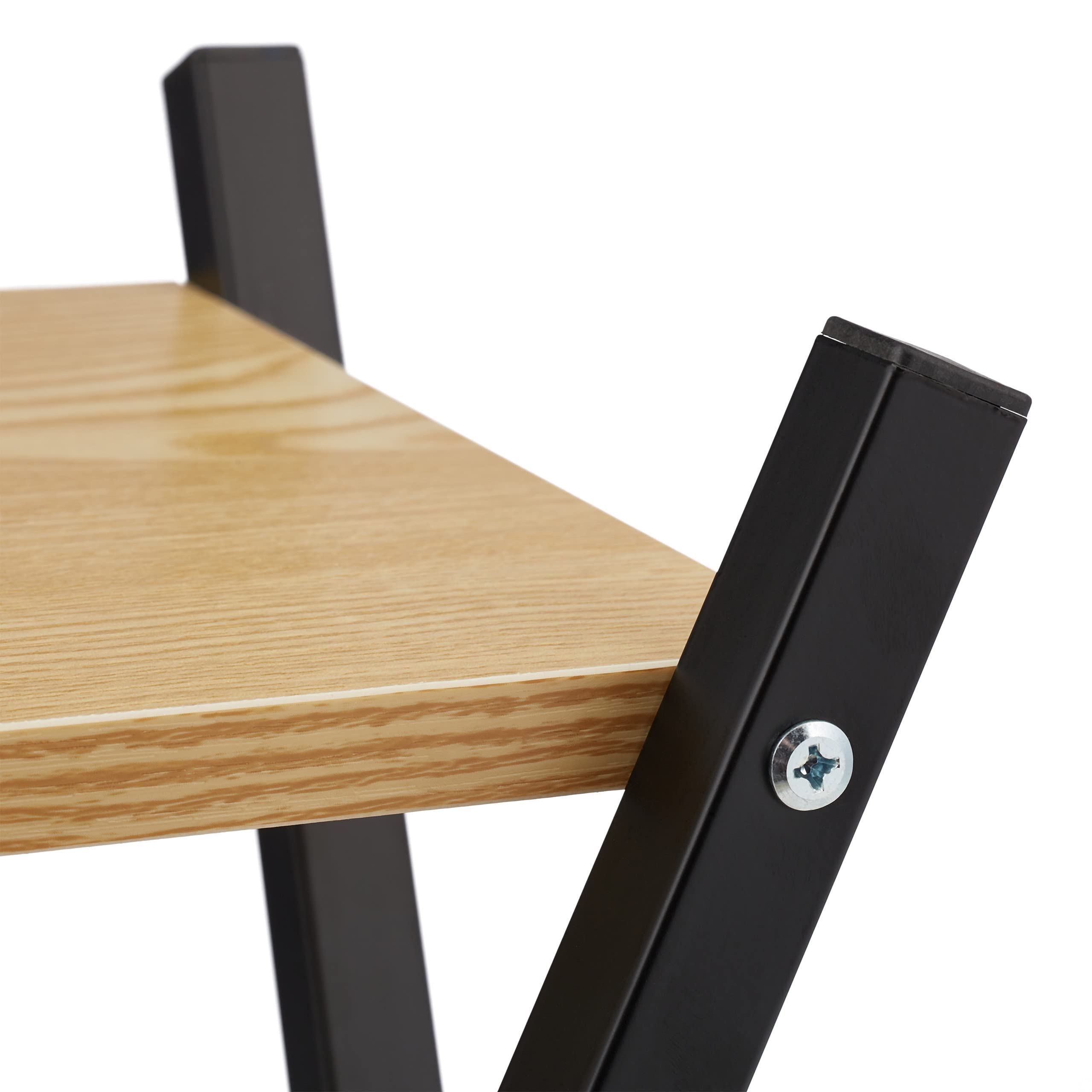 Relaxdays Étagère à Plantes, 2 Surfaces Effet Bois, Tabouret Moderne Fleur, HLP : 99x29x29 cm, Colonne, Noir-Brun Clair