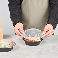 Vista 5 de Asporto - Cajas para llevar de 16 onzas, 50 recipientes de alimentos para llevar para microondas, tapas de plástico transparente incluidas, no Negro