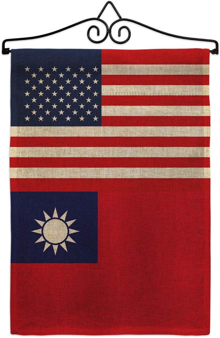 Taiwan US Friendship Garden Flag Set Mailbox Hanger Regional USA American Alliance World Country Particular Area Small Decorative Gift Yard House Banner Double-Sided Made In 13 X 18.5