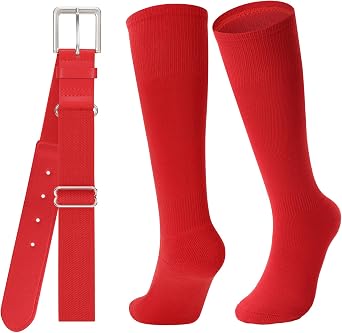 Baseball Socks and Belt for Youth Adult Softball Socks Combo Elastic Waist Belt for Men Kids Boys Girls Women JASGOOD