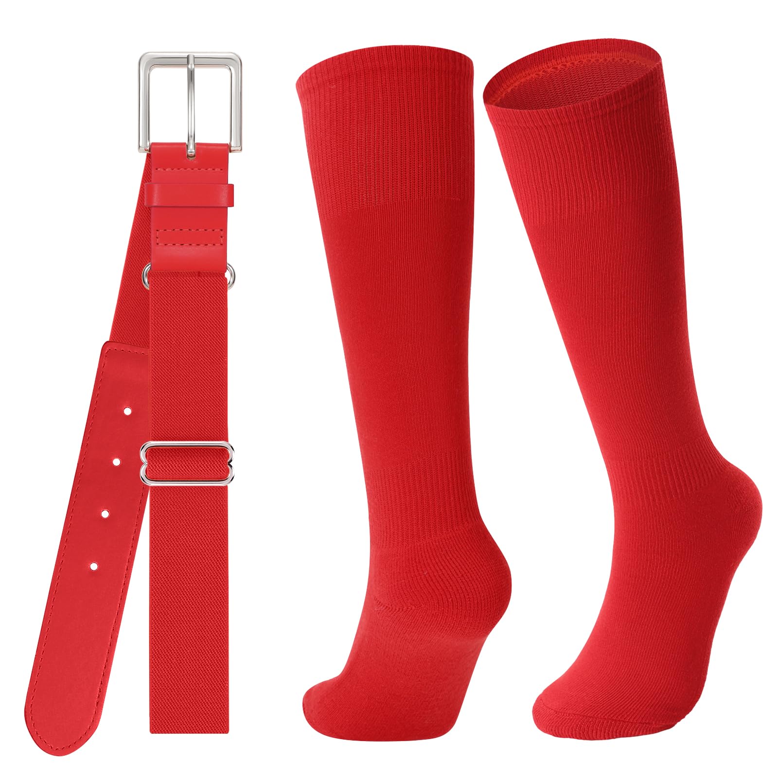 JASGOOD Baseball Socks and Belt for Youth Adult Softball Socks and Belt Combo Elastic Belt for Men