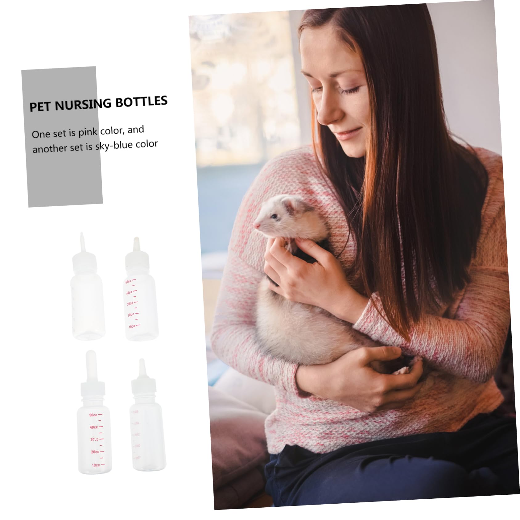 Totority Dog Cat Feeding Bottles Set 4pcs Small Milk Bottles Silicone Odorless for Pets