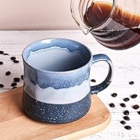 Vista 39 de Bosmarlin Large Stoneware Coffee Mug, Big Tea Cup for Office and Home, 21 Oz, Dishwasher and Microwave Safe, 1 PCS (Geometry-Green)