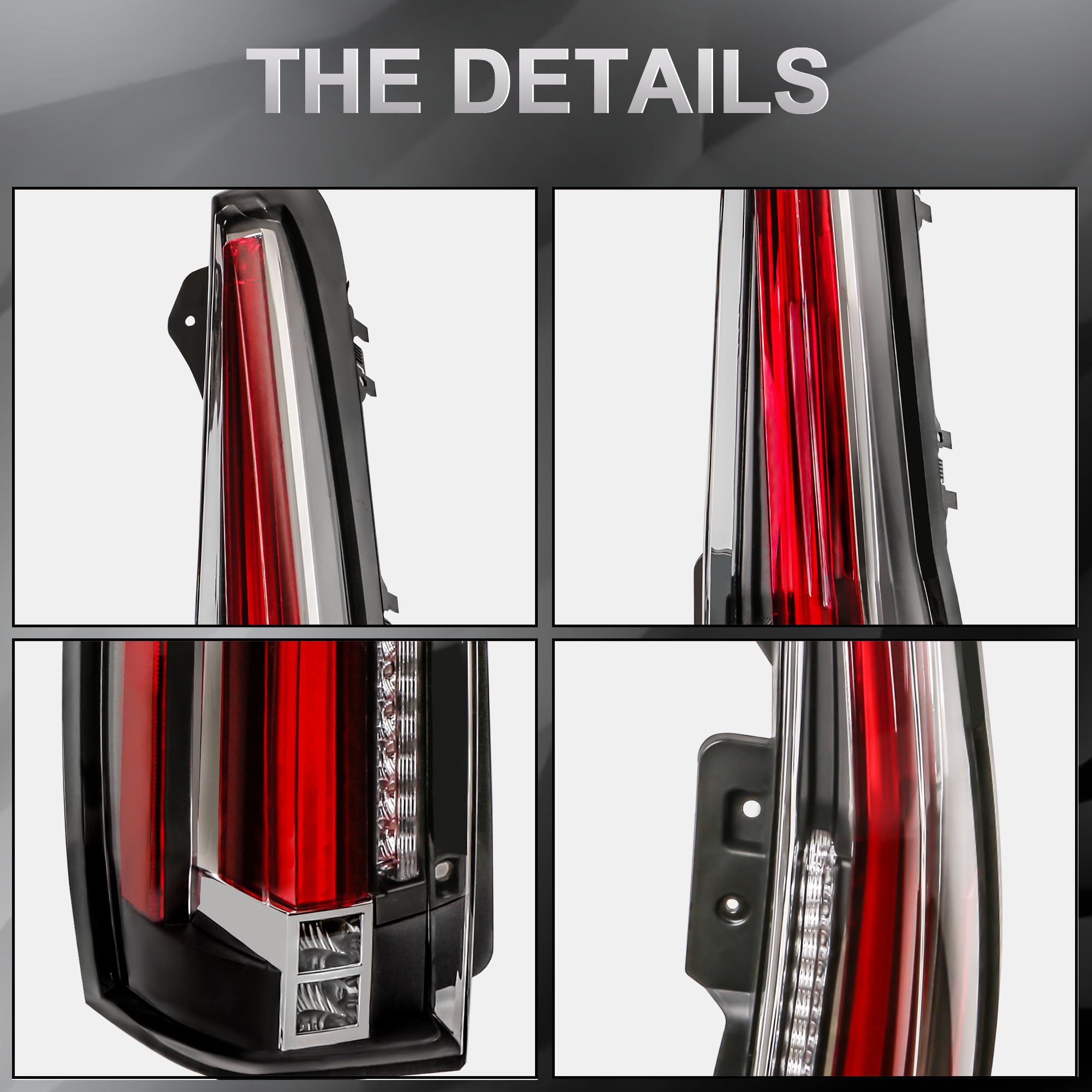 KUIPERAUTO LED Tail Light Assembly Compatible for Chevy Suburban Tahoe GMC Yukon 2007-2014, Clear Red Rear Lamp Back Light, Yellow Turn Signal, 5Pin Plug