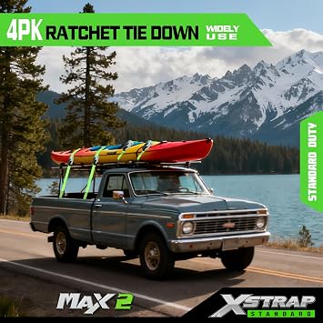 XSTRAP 4PK Ratchet Tie Down Straps, 4PCS Soft Loops