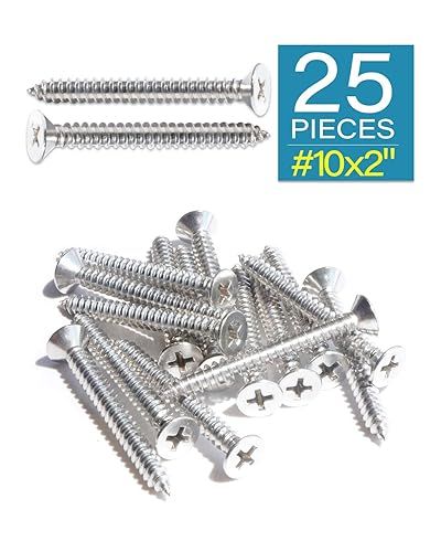 Miniatura 2 de 100 tornillos de madera Phillips de cabeza plana inoxidable #10 x 2" (50 mm) 18-8 (304) tornillos autorroscantes avellanados de acero inoxidable