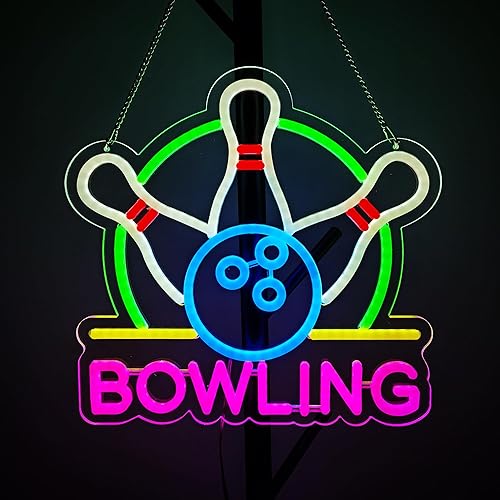 Letreros de neón de bolos de 14 x 14 pulgadas, luces de pared para cerveza, bar, club, dormitorio, hotel, pub, cafetería, boda, regalos de fiesta de